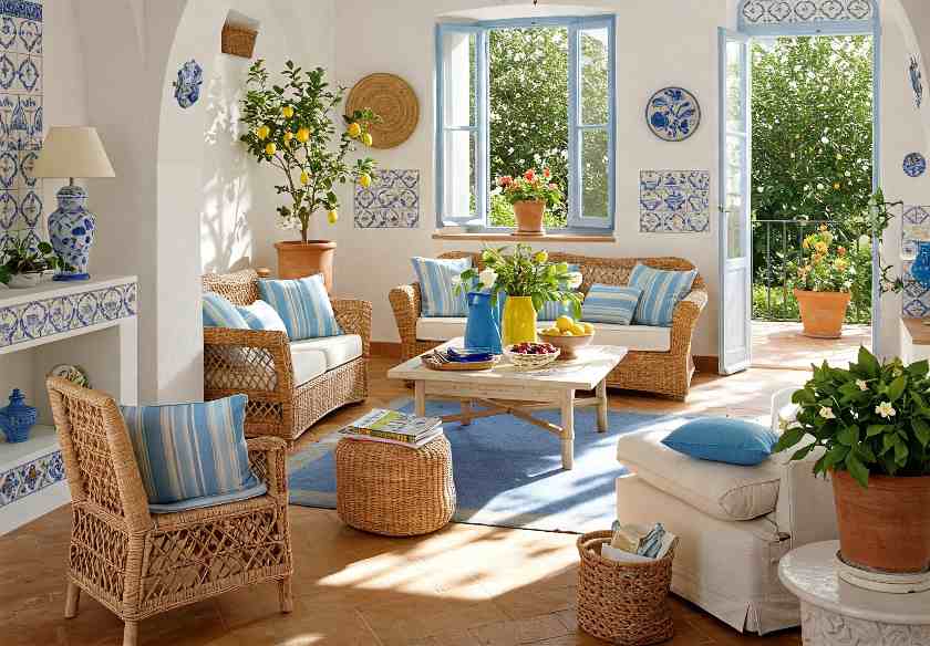 un interno salotto in stile caprese