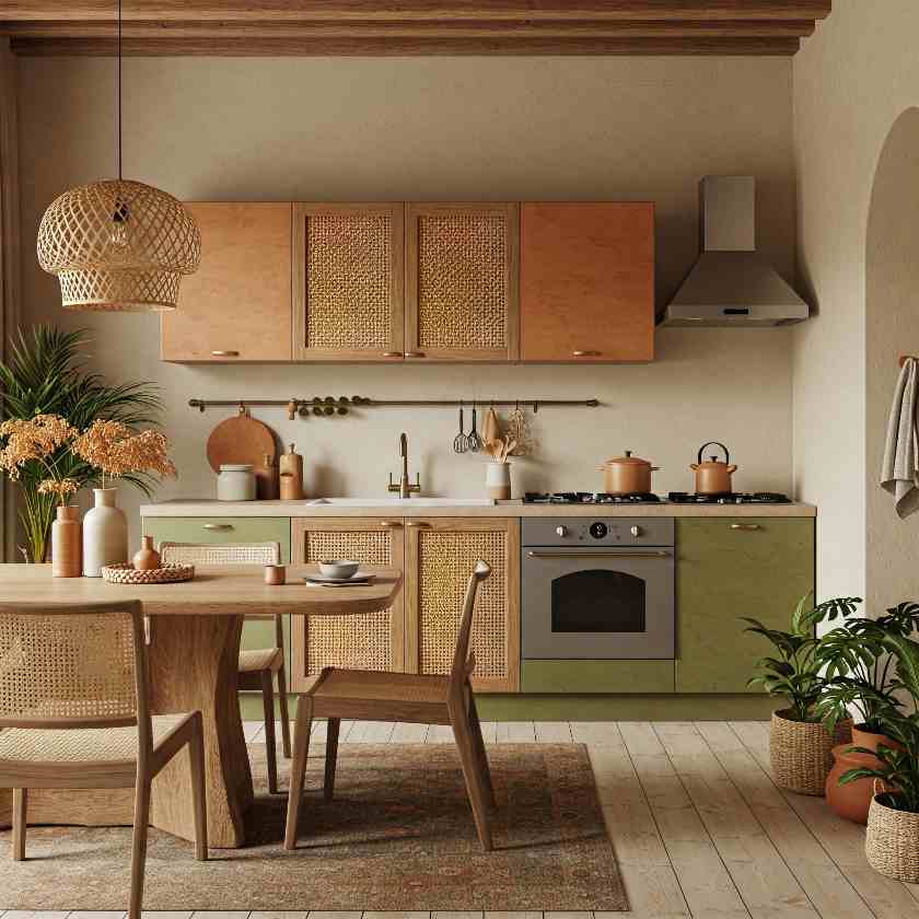 cucina con colori naturali e caldi