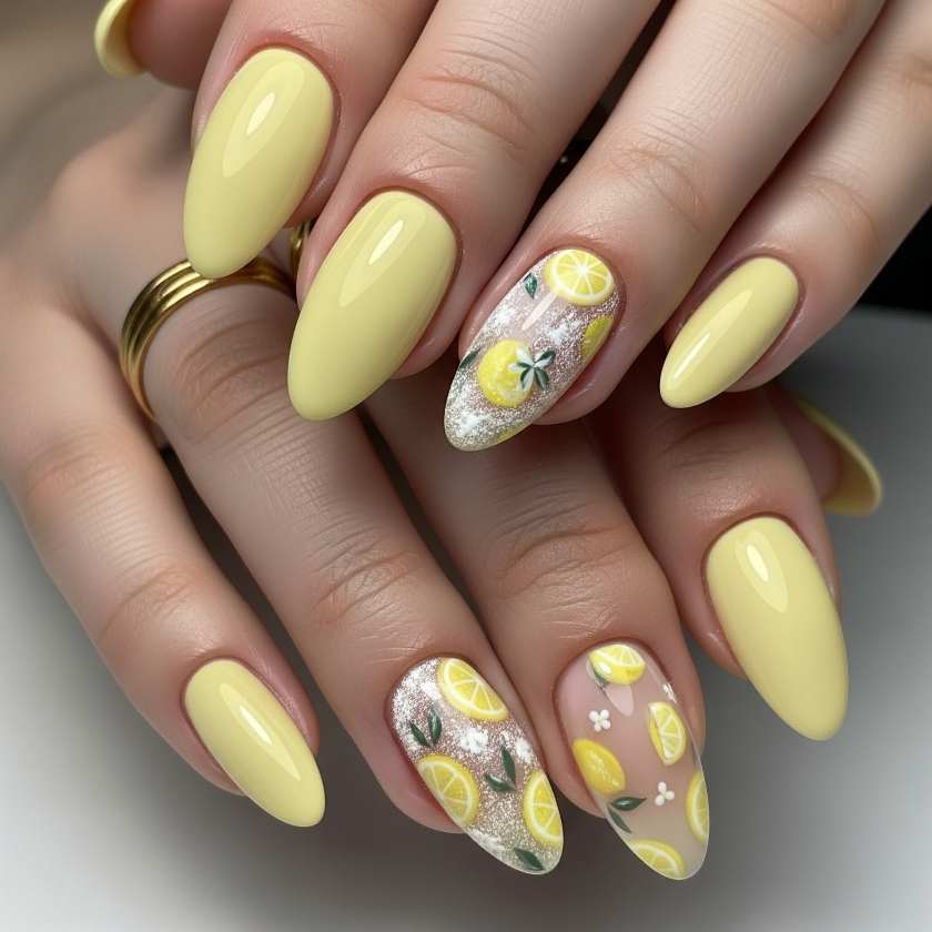 unghie a mandorla color burro