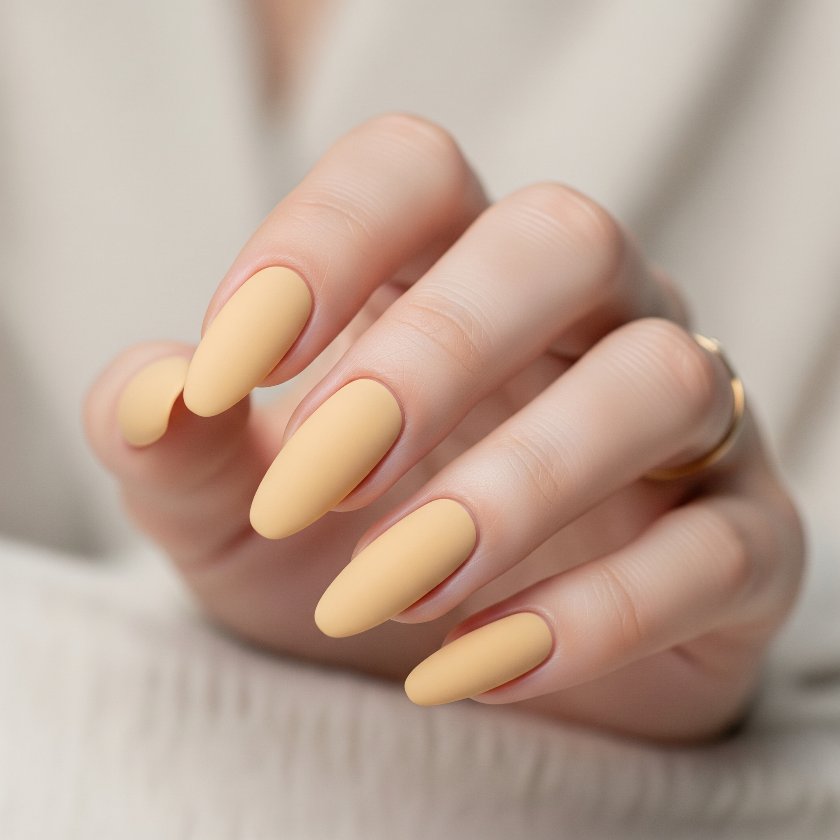 unghie mandorla russo color miele
