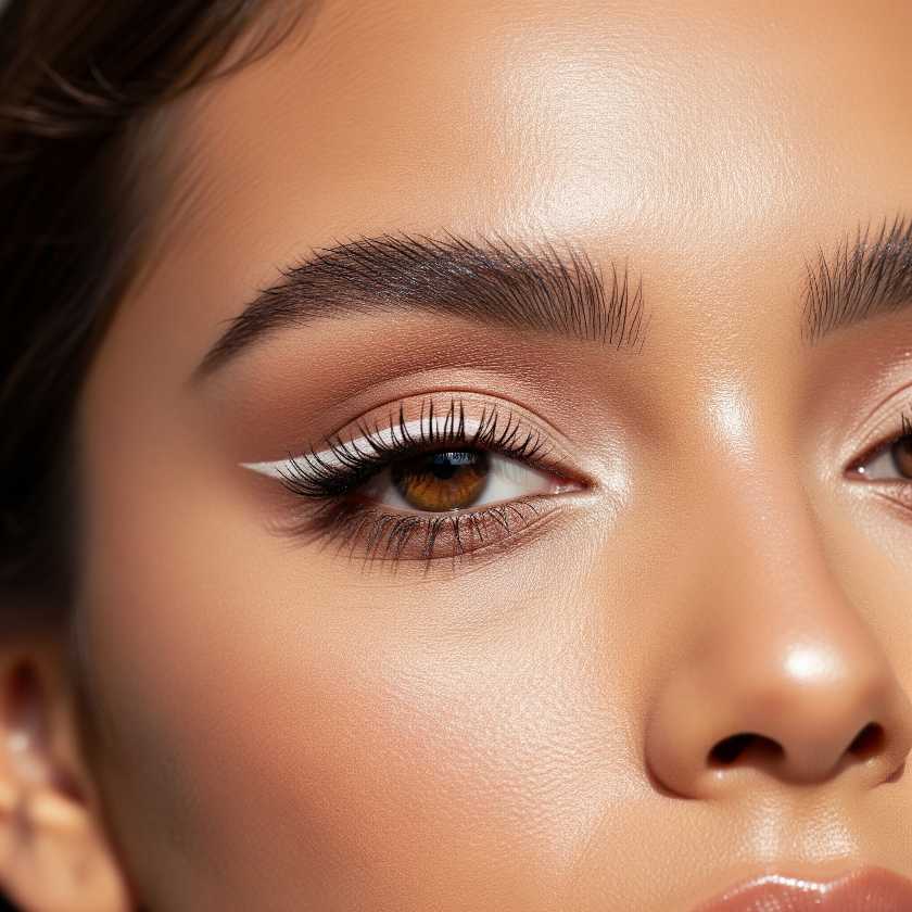 donna con eyeliner bianco