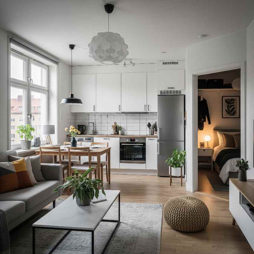 salotto open space con cucina