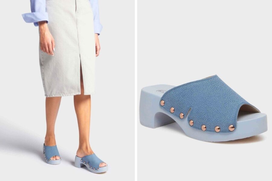 Sandali azzurri con borchie