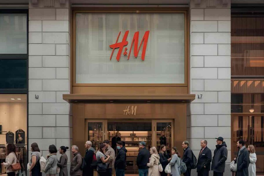 fila davanti al negozio h&m