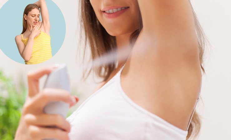 persona mette deodorante, persona sente fastidio alle ascelle 