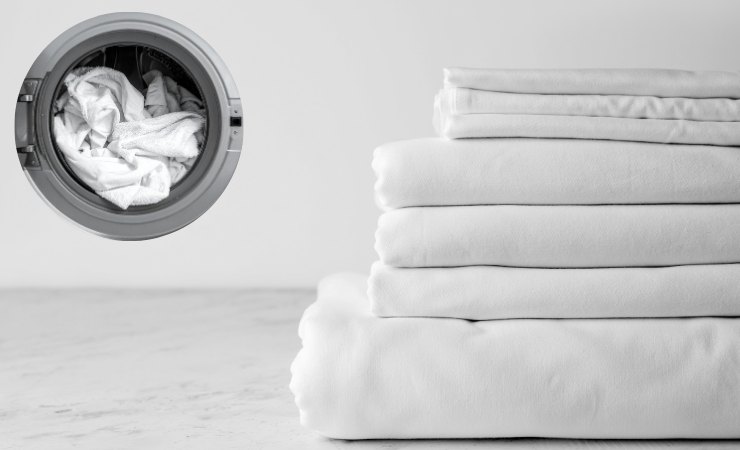 lenzuola pulite, cestello lavatrice pieno