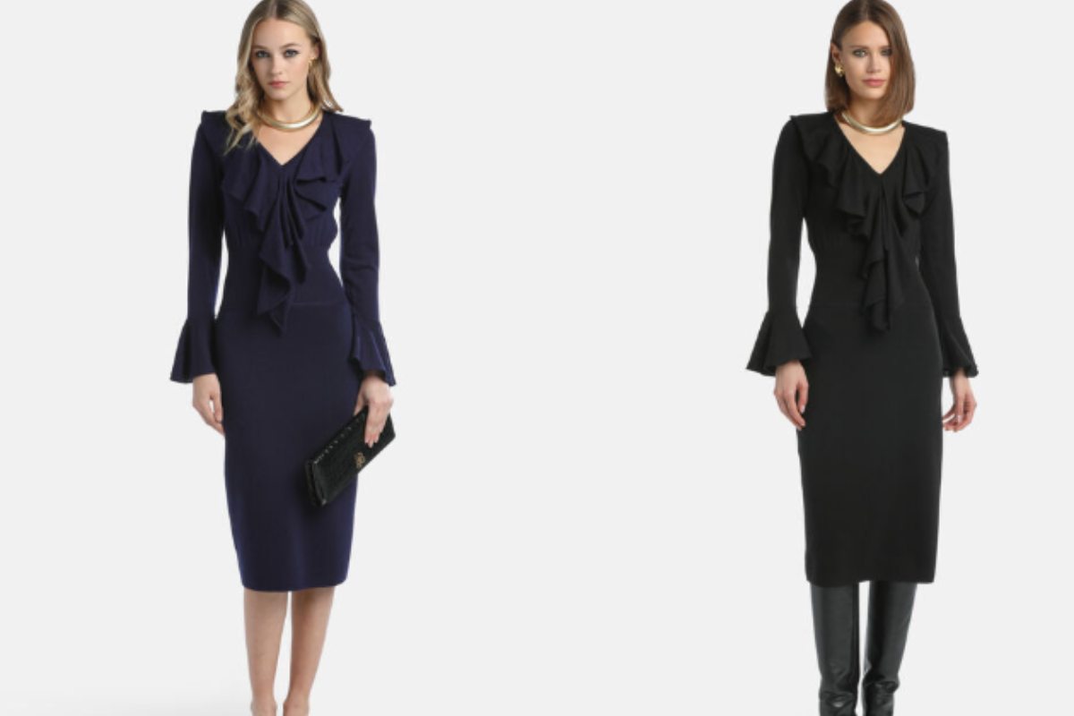 donne con abito nero elegante