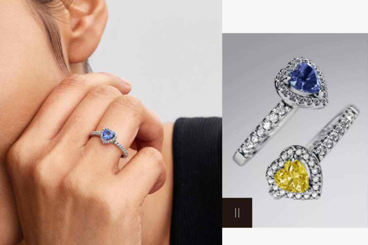 anello con cuore blu