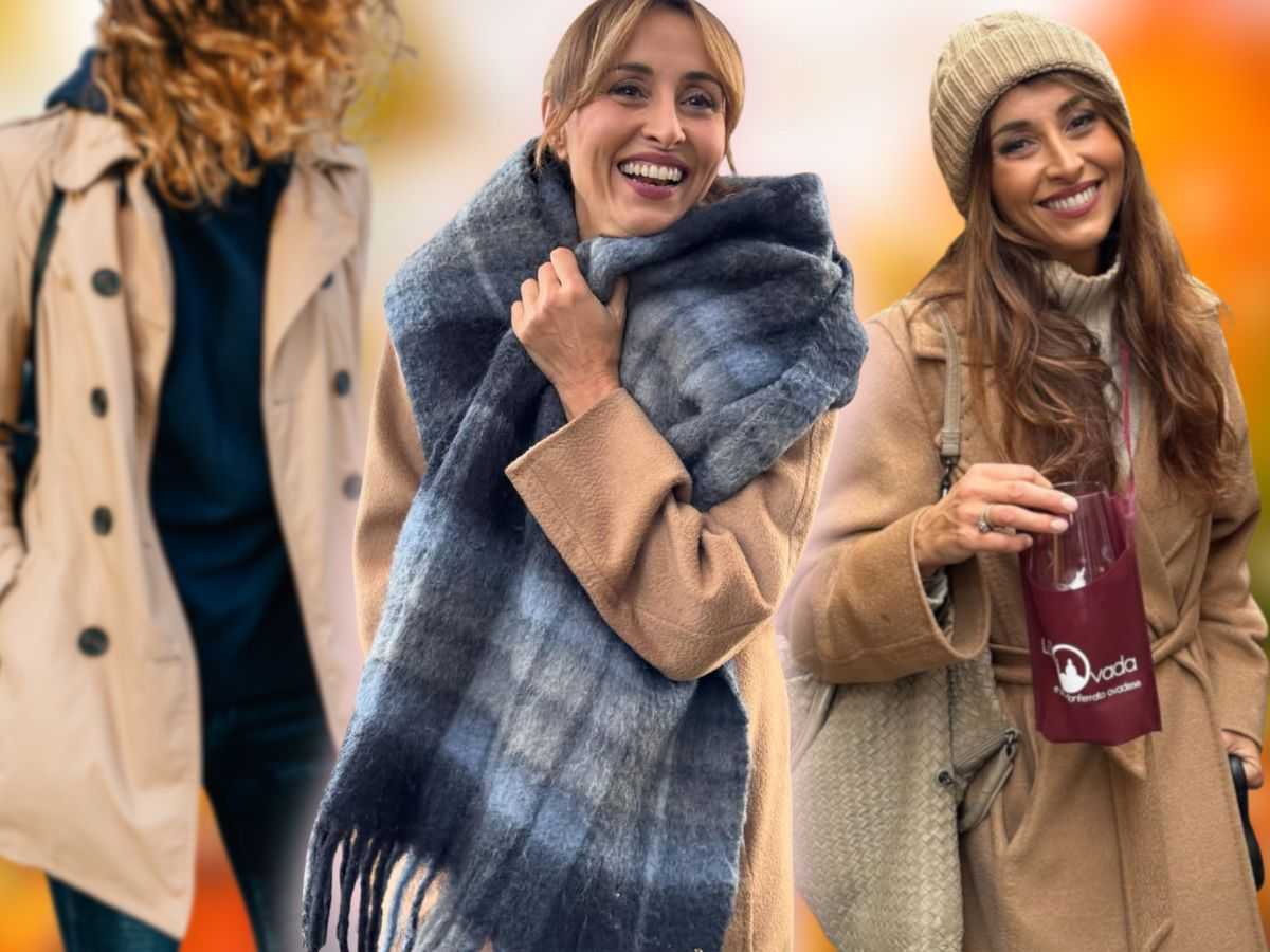benedetta parodi sorridente con cappotto e sciarpa