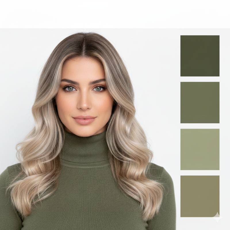 palette verde oliva per biondo freddo