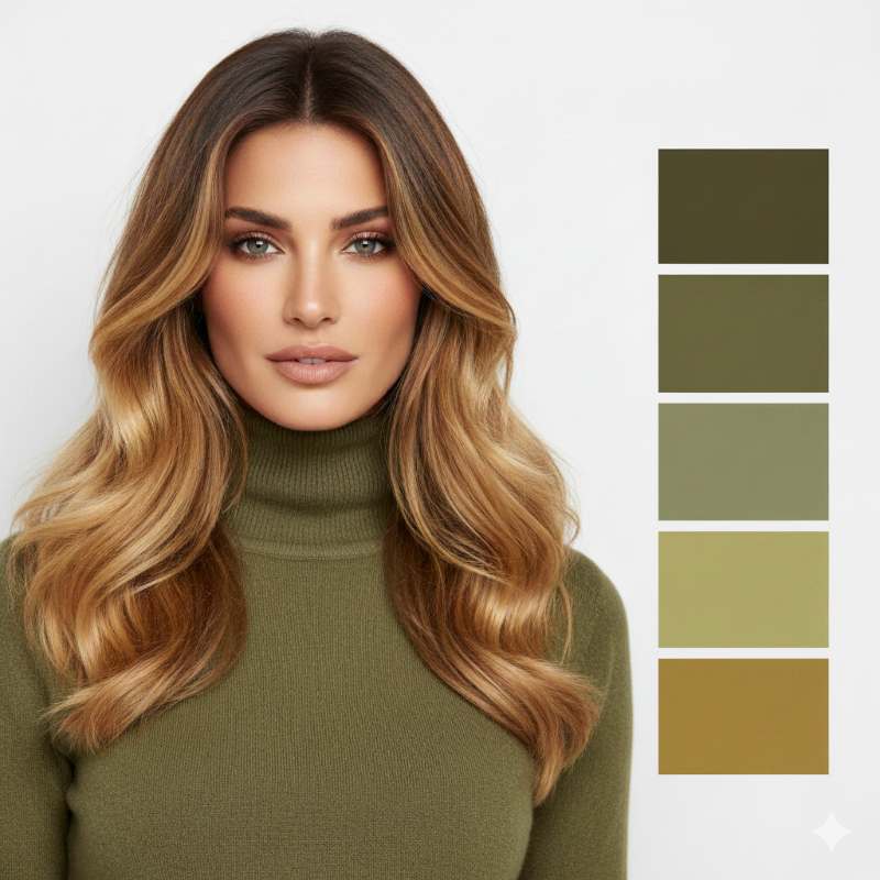 palette verde oliva per biondo caldo