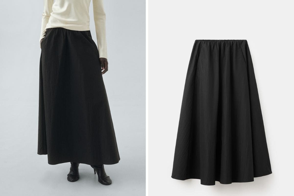 Donna con gonna midi nera