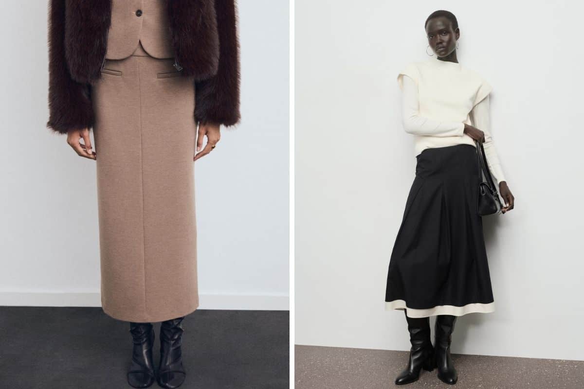 Donne con gonne midi Tortora e nera