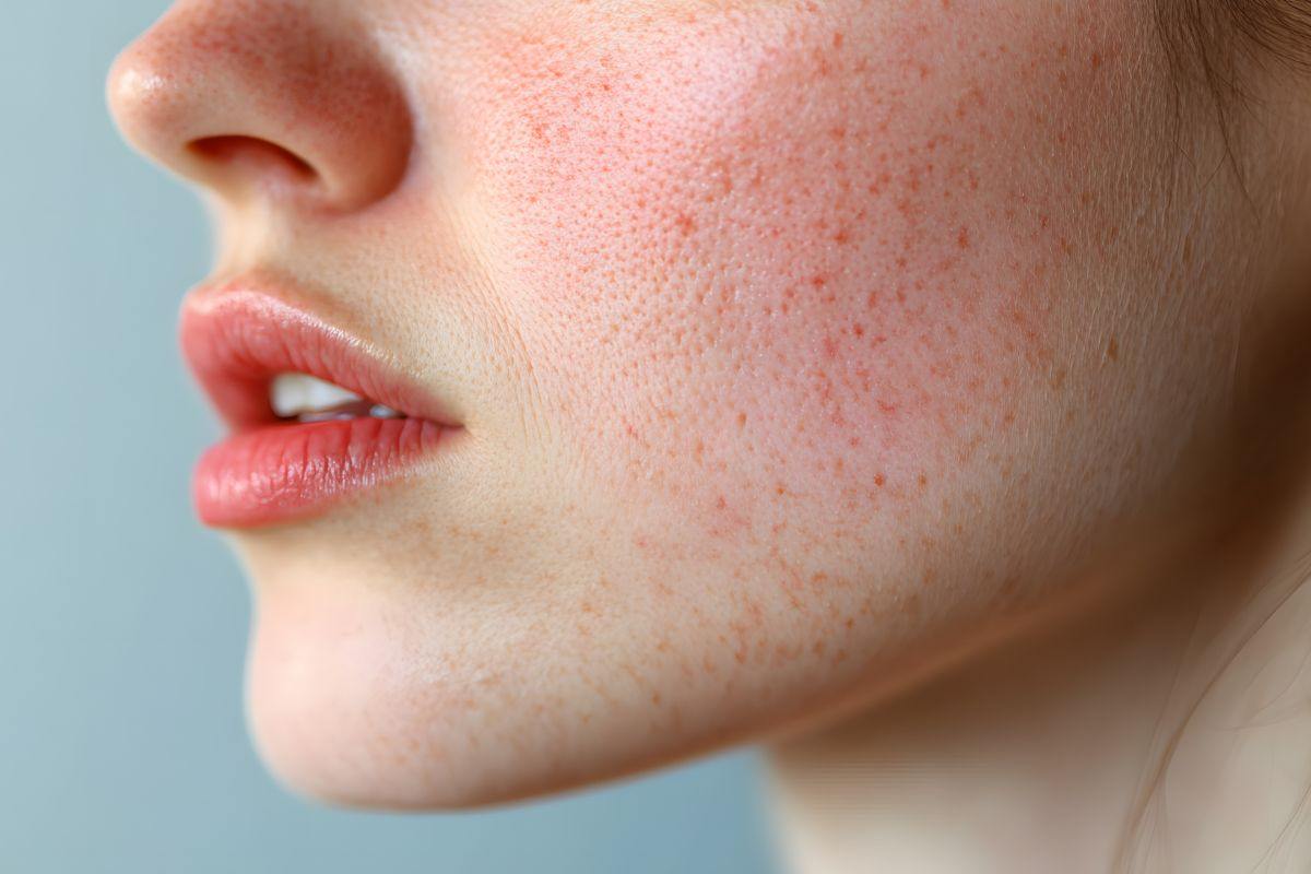 viso ragazza con couperose