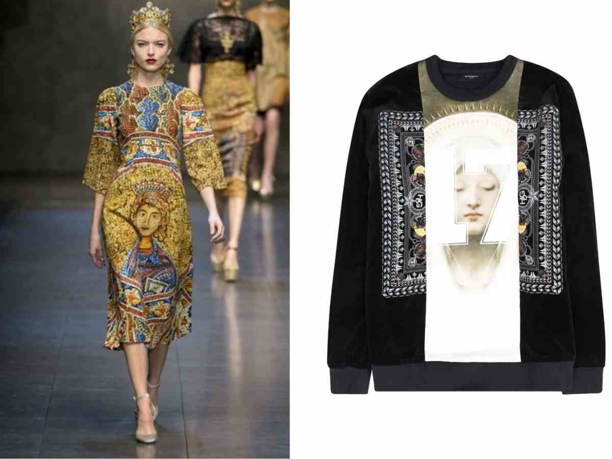 modella da collezione d&g 2014 e felpa givenchy con madonna stilizzata