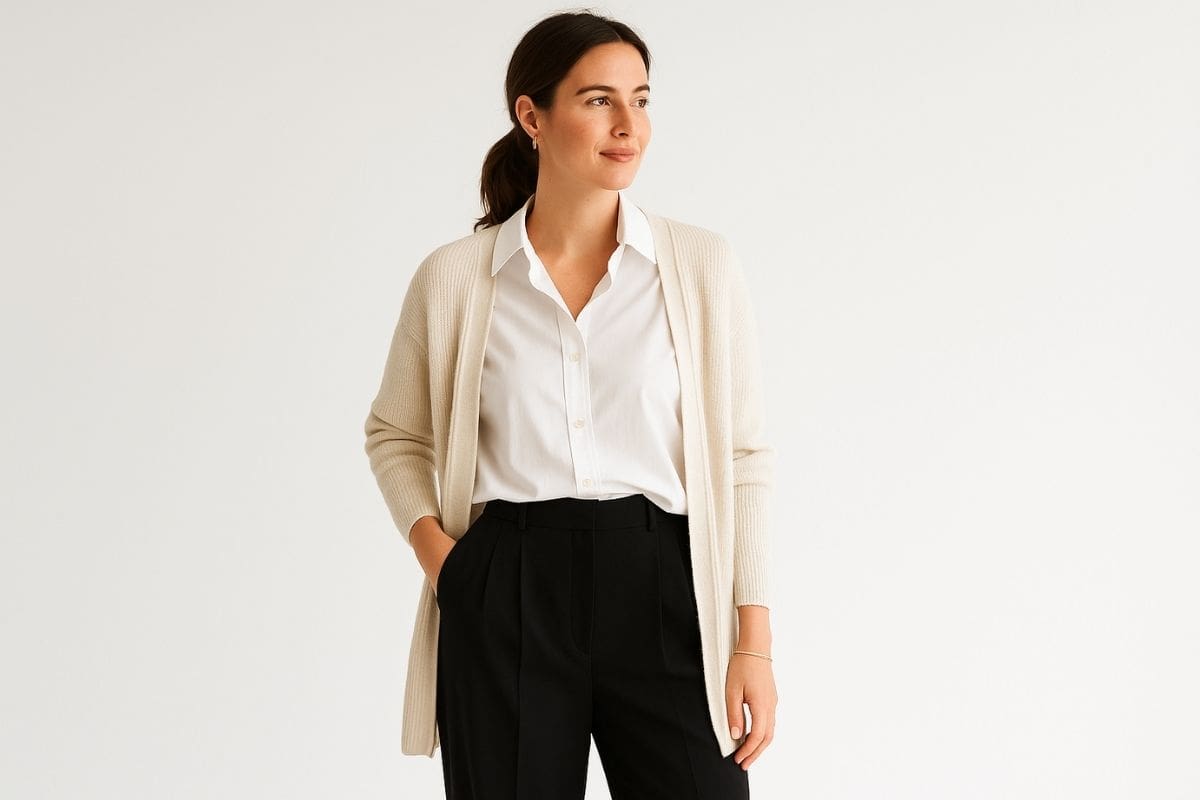 Donna con pantaloni e camicia