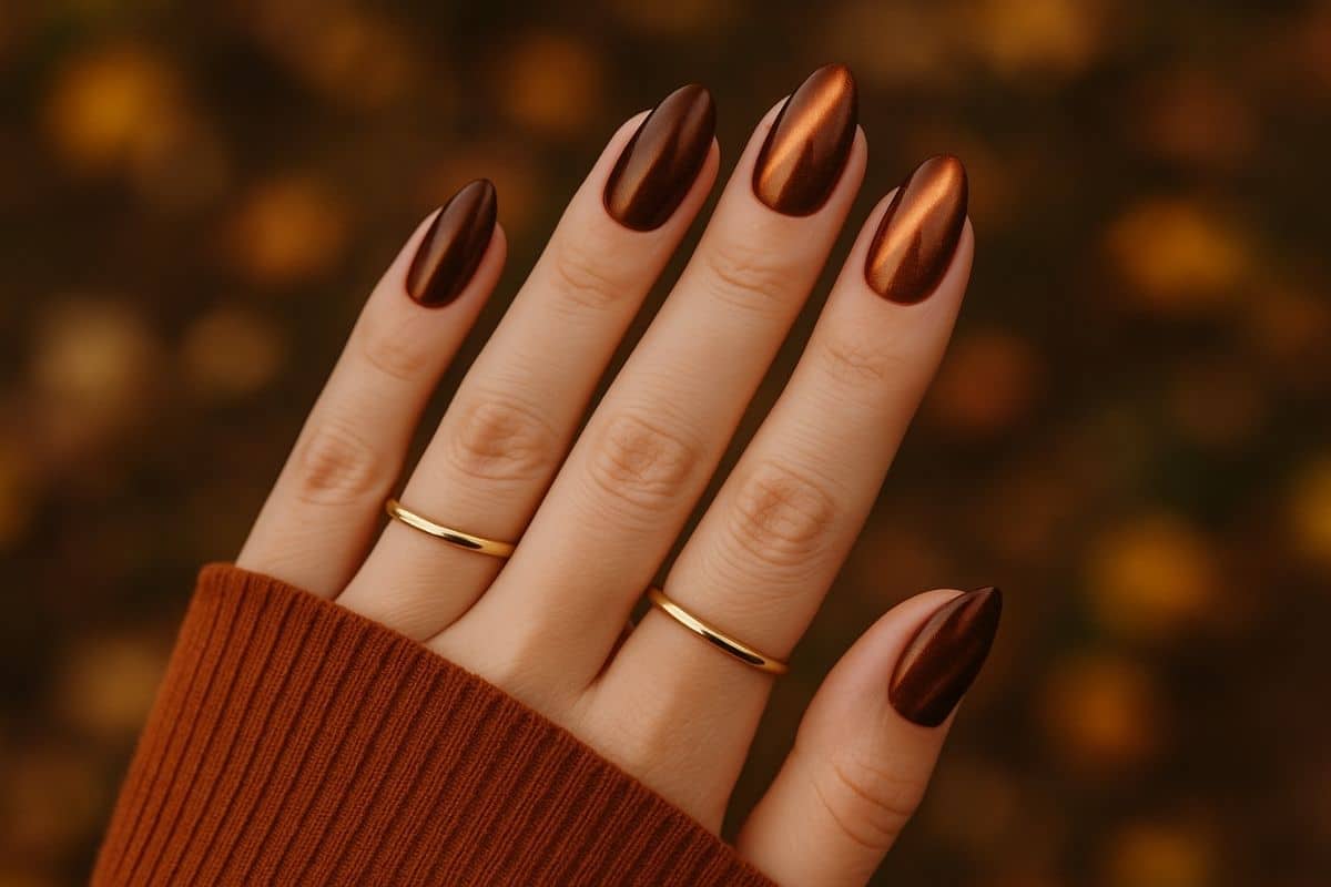 Unghie marroni arancioni