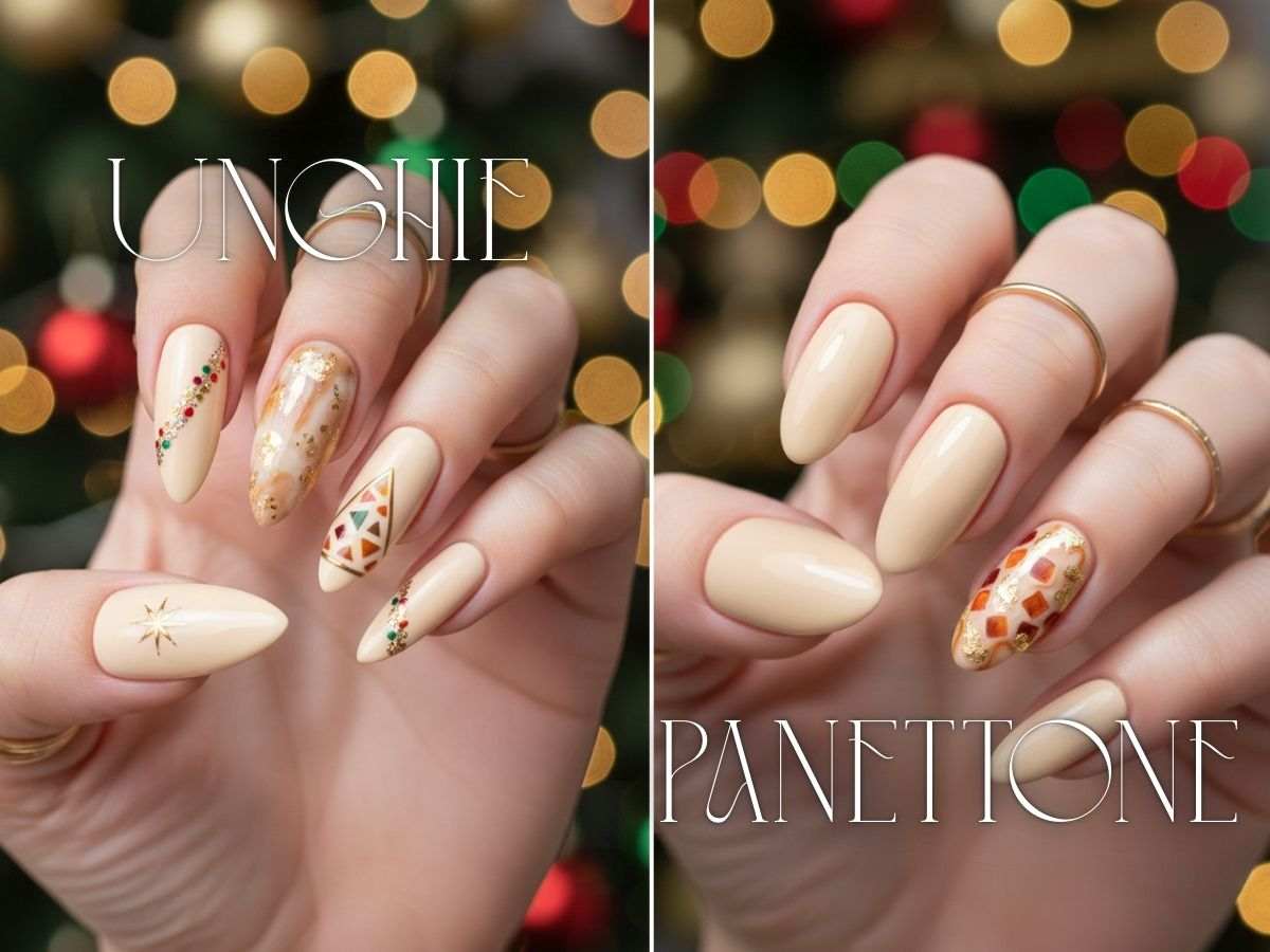 nail art di natale ispirata al panettone