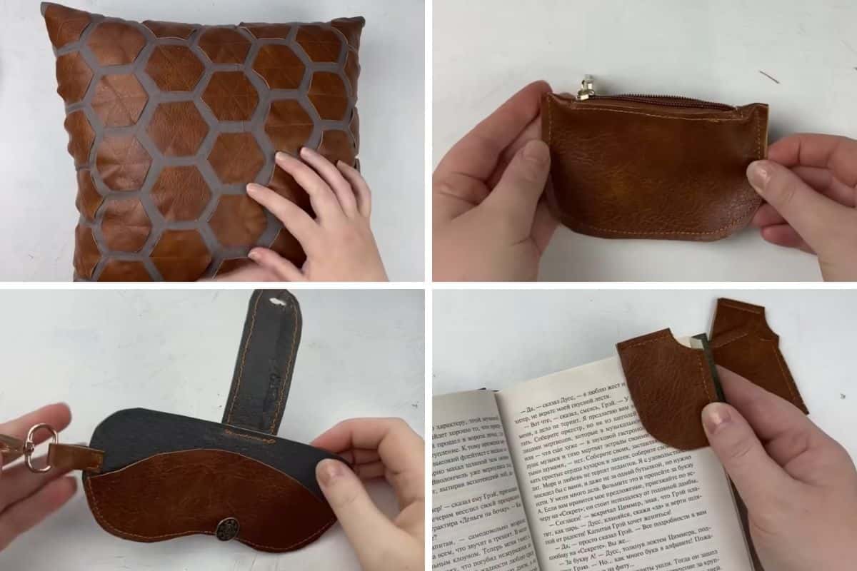 cuscino, portamonete, portaocchiali e segnalibro