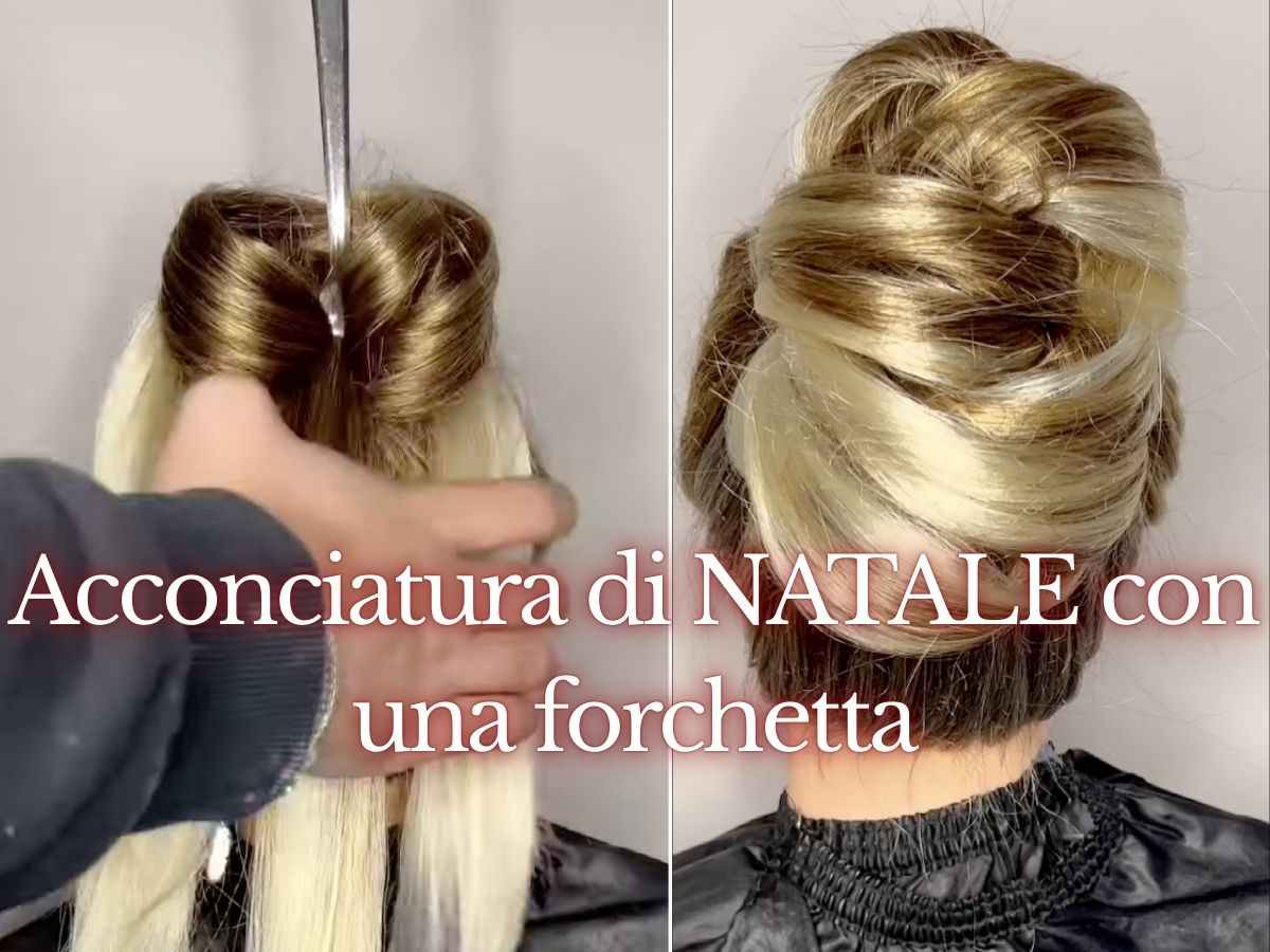 modella con acconciatura fatta tramite forchetta