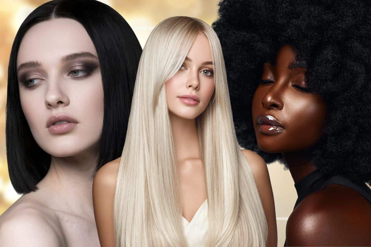3 donne con caschetto, capelli lunghi capelli afro
