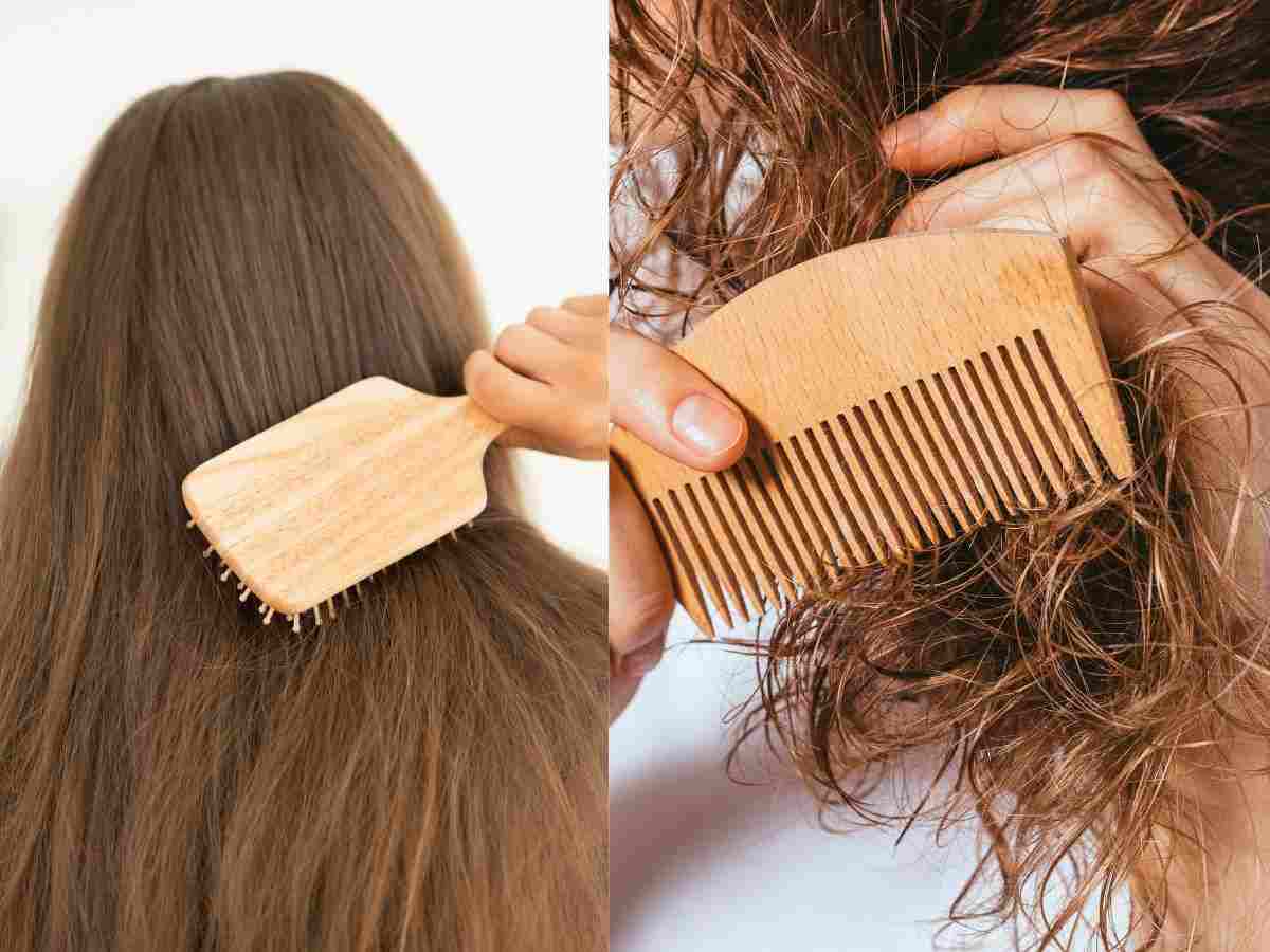 capelli lisci e ricci spazzolati