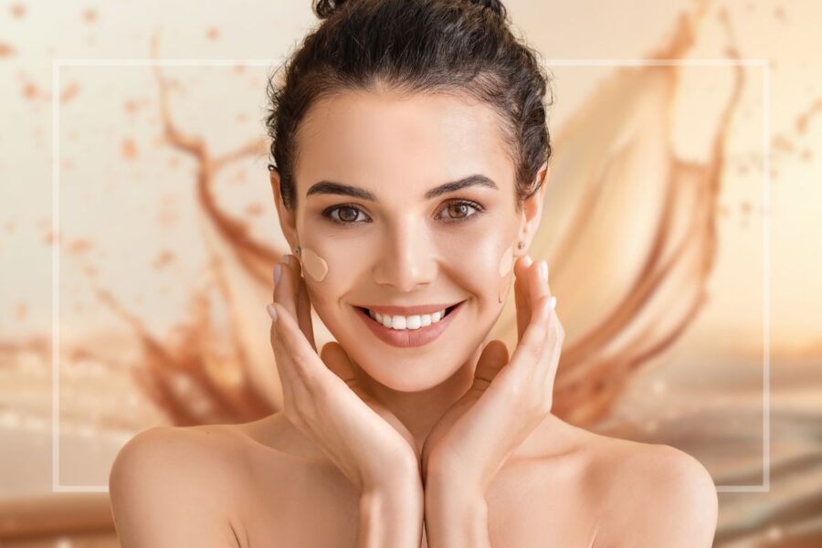 viso donna con fondotinta