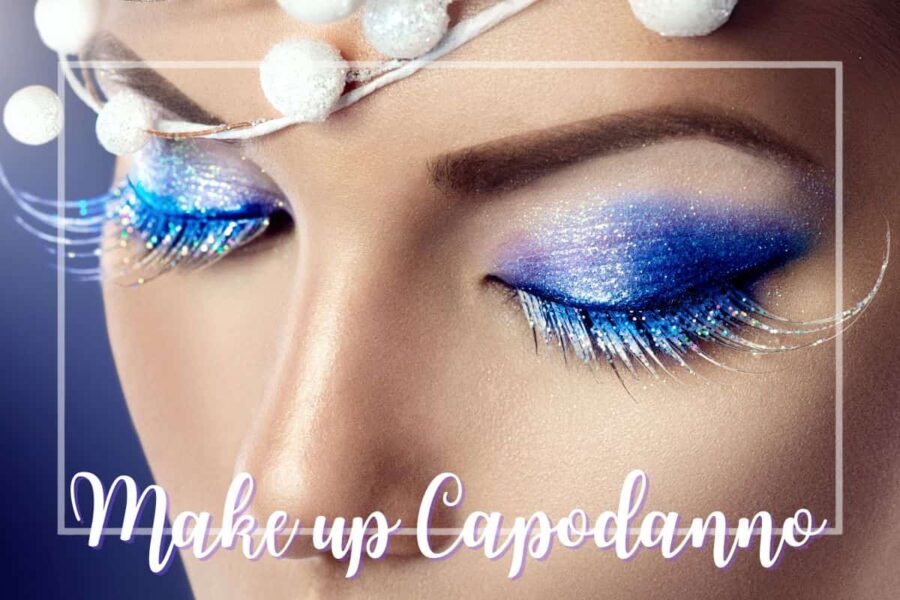 primo piano occhi ombretto blu