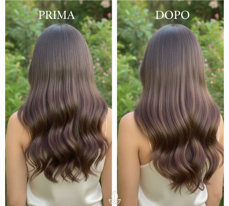 prima e dopo di capelli allungati