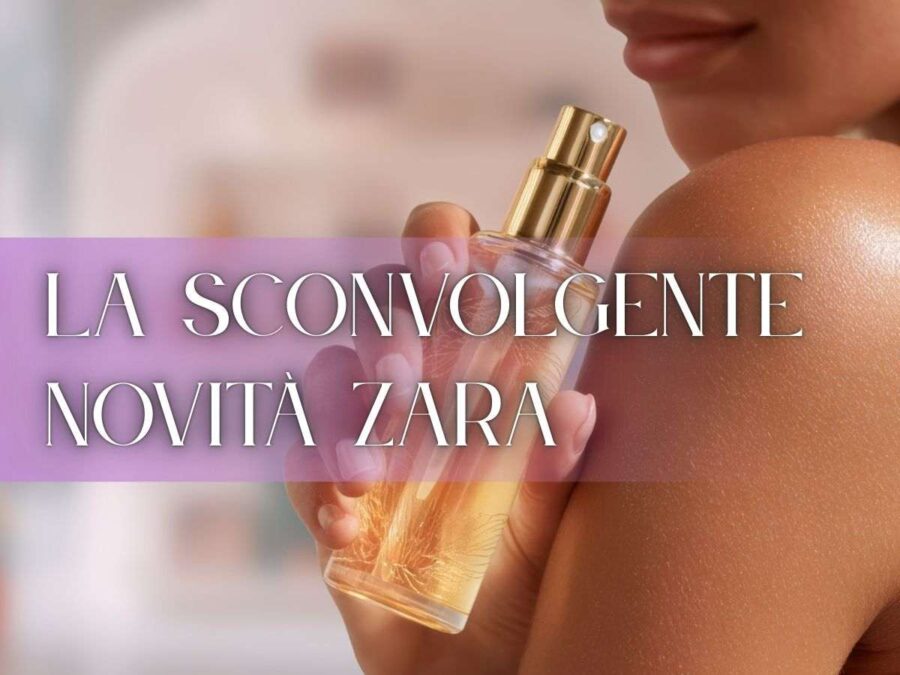 donna con boccetta di profumo in mano