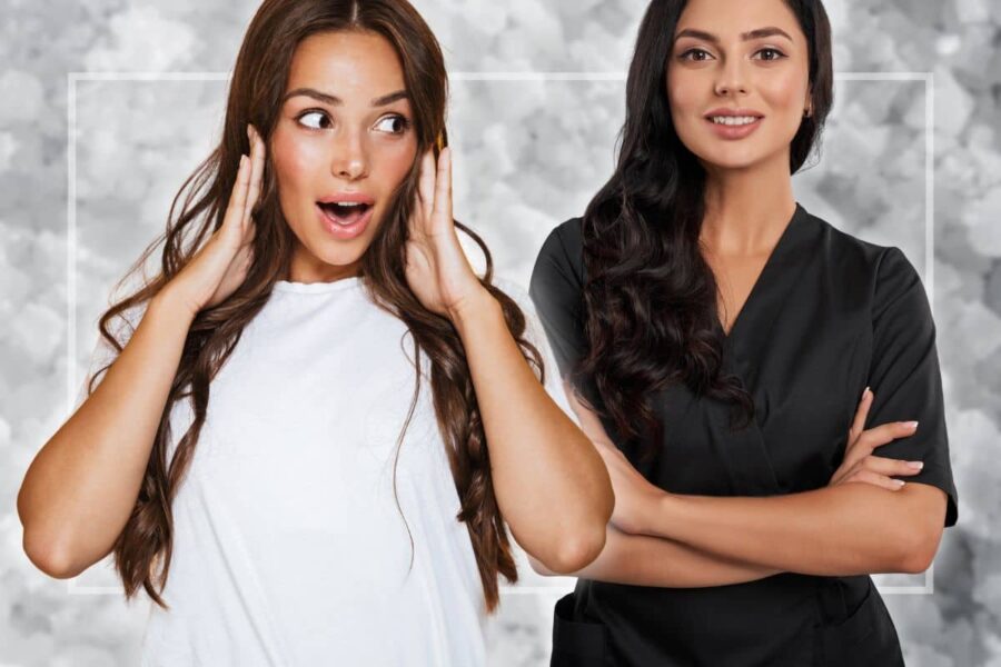 Donna sorpresa e estetista