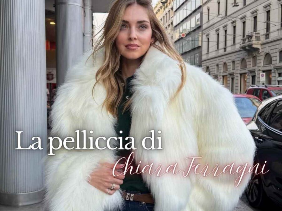chiara ferragni con la pelliccia bianca