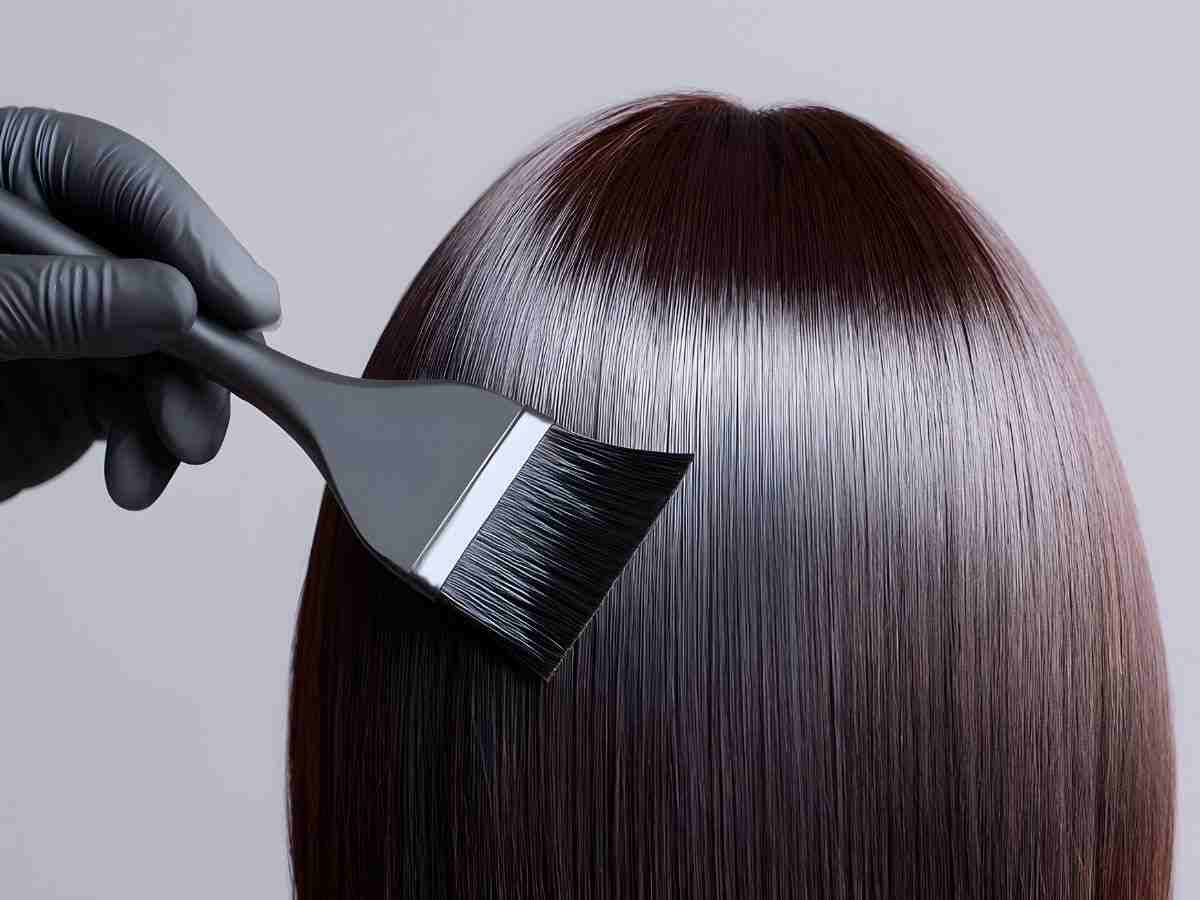 chioma fluente e pennello da tinta