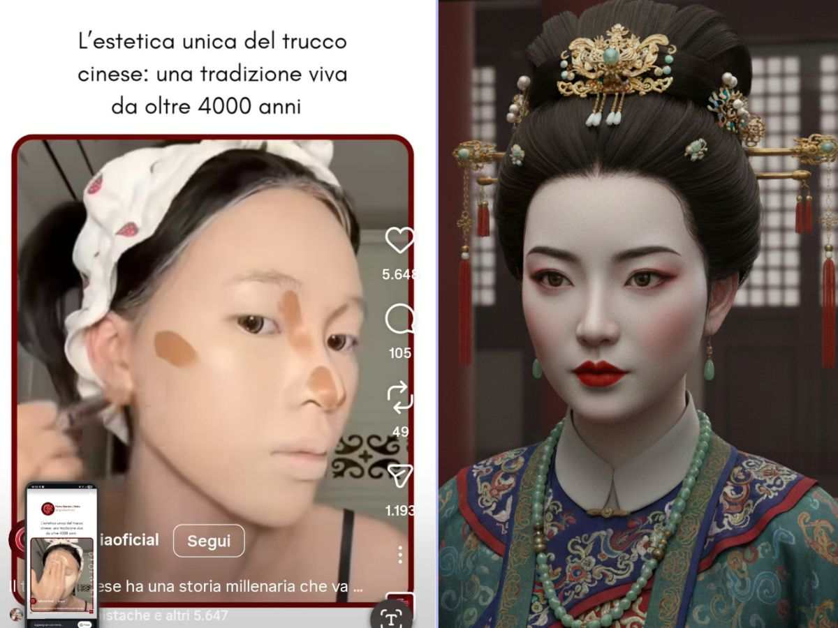 donna cinese odierna e ricostruzione 3d di donna cinese nel 2000 a.c.