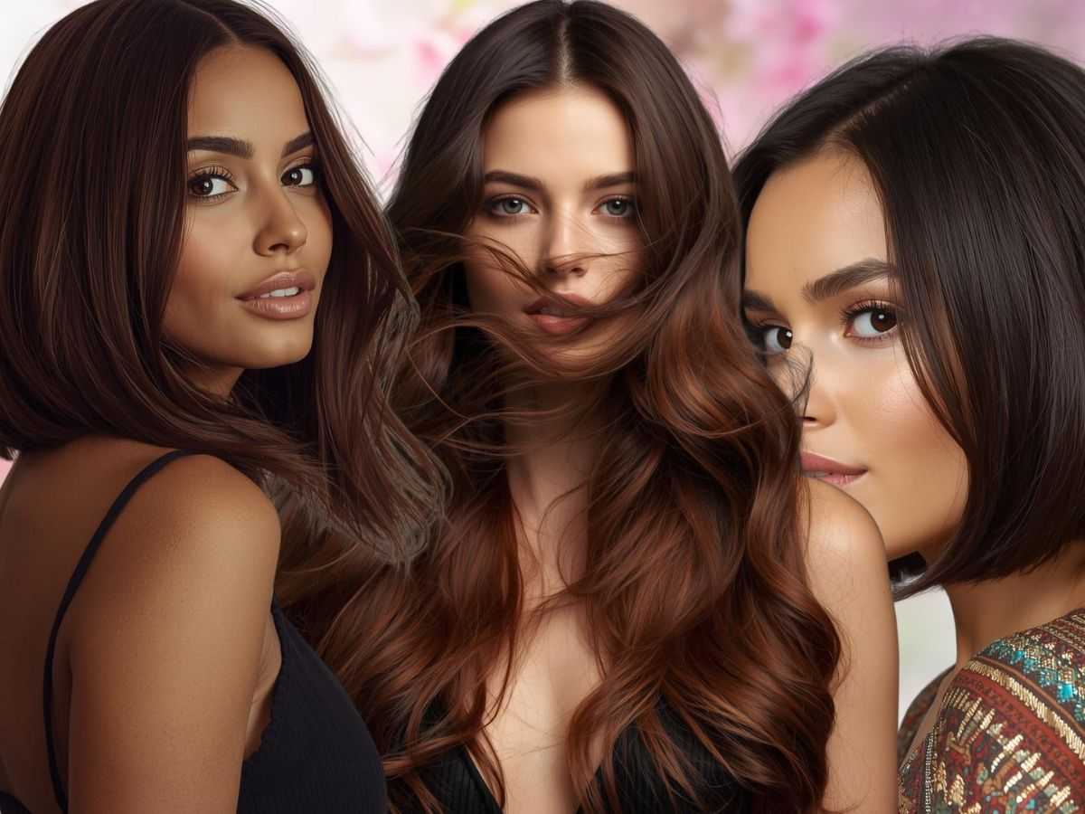 modelle con capelli castani di diverse sfumature