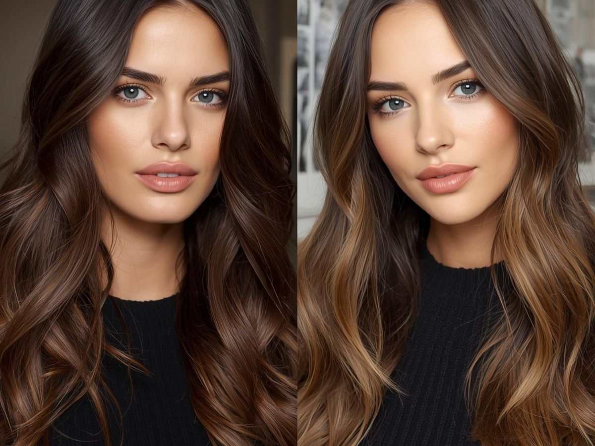 ragazze con capelli castani lunghi