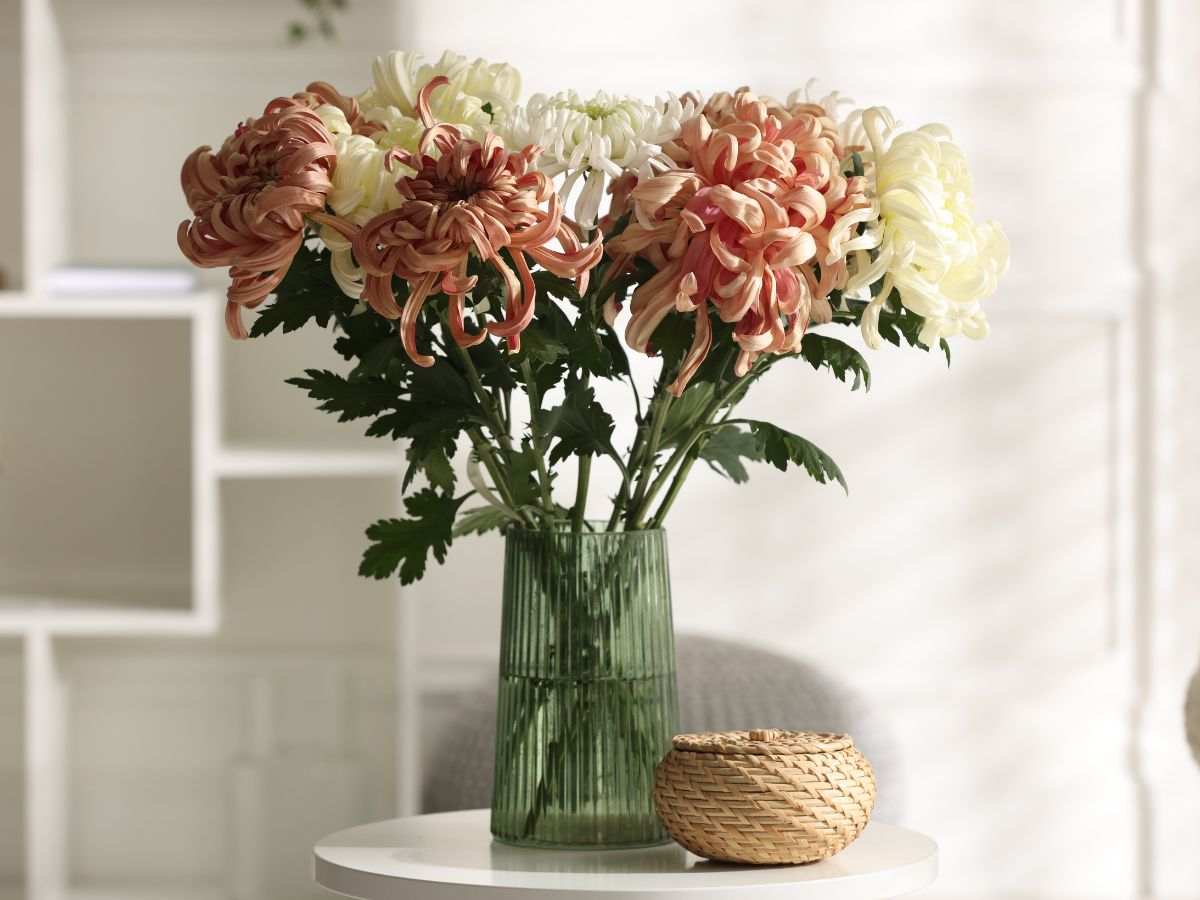 garofani in un vaso verde