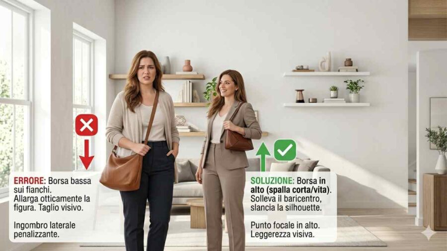 Fianchi larghi? Perché la borsa a tracolla che cade proprio lì è il tuo peggior nemico.