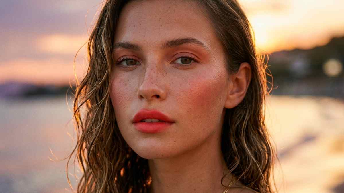 L’effetto "cinque minuti": come un solo rossetto rosso trasforma il look da spiaggia in un trucco da sera